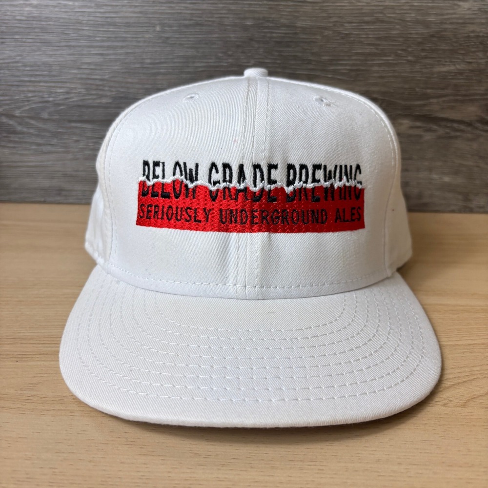 Below‎ Grade Brewing Hat Cap Snap Back White Beer Adjustable